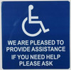 ADA ACCESSIBLE Door Sticker-We are Pleased to Provide Assistance ADA ACCESSIBLE Door Sticker-We are Pleased to Provide Assistance