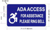 ADA ACCESS FOR ASSISTANCE PLEASE RING BELL Decal Sticker  Sign ADA ACCESS FOR ASSISTANCE PLEASE RING BELL Decal Sticker  Sign