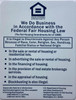 EQUAL HOUSING OPPORTUNITY ENGLISH  Sign EQUAL HOUSING OPPORTUNITY ENGLISH  Sign