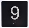 Elevator JAMB Plate with Braille - Elevator Floor Number Brush BLACK Signage