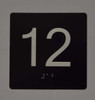 Elevator JAMB Plate with Braille - Elevator Floor Number BLACK Building Sign