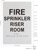 FIRE SPRINKLER RISER ROOM  Raised letters , Raised Image & Grade 2 Braille - Includes Red Adhesive pad for Easy Installation Safety Sign