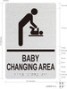 BABY CHANGING AREA  Raised letters, raised image & Grade 2 Braille - Includes Red Adhesive pad for Easy Installation Hpd Sign