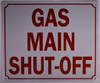 Gas Main Shut-Off  Safety Sign Gas Main Shut-Off  Safety Sign