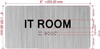 I.T ROOM  with Raised letters/Image & Grade 2 Braille - Includes Red Adhesive pad for Easy Installation Hpd Sign