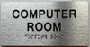 COMPUTER ROOM  with Raised letters/Image & Grade 2 Braille - Includes Red Adhesive pad for Easy Installation