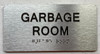 GARBAGE ROOM  with Raised letters/Image & Grade 2 Braille - Includes Red Adhesive pad for Easy Installation Safety Sign GARBAGE ROOM  with Raised letters/Image & Grade 2 Braille - Includes Red Adhesive pad for Easy Installation Safety Sign