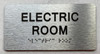 ELECTRIC ROOM  with Raised letters/Image & Grade 2 Braille - Includes Red Adhesive pad for Easy Installation Safety Sign
