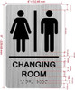 CHANGING ROOM  / Unisex changing room  with Raised letters/Image & Grade 2 Braille - Includes Red Adhesive pad for Easy Installation Safety Sign CHANGING ROOM  / Unisex changing room  with Raised letters/Image & Grade 2 Braille - Includes Red Adhesive pad for Easy Installation Safety Sign