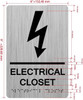 ELECTRICAL CLOSET  with Raised letters/Image & Grade 2 Braille - Includes Red Adhesive pad for Easy Installation Sign ELECTRICAL CLOSET  with Raised letters/Image & Grade 2 Braille - Includes Red Adhesive pad for Easy Installation Sign
