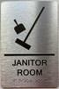 Janitor Room  with Raised letters/Image & Grade 2 Braille - Includes Red Adhesive pad for Easy Installation Signage Janitor Room  with Raised letters/Image & Grade 2 Braille - Includes Red Adhesive pad for Easy Installation Signage