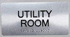 Utility Room Sign-Tactile Signs  Silver-Tactile Touch Braille Sign-Tactile Signs