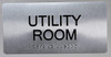 Utility Room Sign-Tactile Signs  Silver-Tactile Touch Braille Sign-Tactile Signs