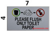 Please Flush Toilet Paper ONLY HPD SIGN Please Flush Toilet Paper ONLY HPD SIGN