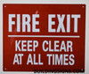 FIRE EXIT Keep Clear at All Times  Safety Sign FIRE EXIT Keep Clear at All Times  Safety Sign