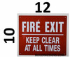 FIRE EXIT Keep Clear at All Times  Building Sign FIRE EXIT Keep Clear at All Times  Building Sign