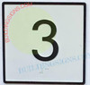 ELEVATOR FLOOR NUMBER 3 SIGN- ELEVATOR JAMB PLATE FLOOR 3 HPD SIGN