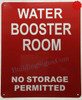 WATER BOOSTER ROOM Sign WATER BOOSTER ROOM Sign