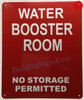 WATER BOOSTER ROOM Compliance Sign WATER BOOSTER ROOM Compliance Sign