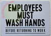 EMPLOYEES MUST WASH HANDS BEFORE RETURNING TO WORK DOB SIGN EMPLOYEES MUST WASH HANDS BEFORE RETURNING TO WORK DOB SIGN
