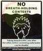 NO BREATH HOLDING CONTESTS NYC POOL Compliance Sign
