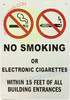 NO Smoking OR Electronic Cigarettes Within 15 FEET SIGNAGE NO Smoking OR Electronic Cigarettes Within 15 FEET SIGNAGE