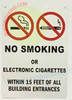 NO Smoking OR Electronic Cigarettes Within 15 FEET HPD SIGN NO Smoking OR Electronic Cigarettes Within 15 FEET HPD SIGN