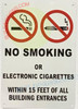 NO Smoking OR Electronic Cigarettes Within 15 FEET DOB SIGN NO Smoking OR Electronic Cigarettes Within 15 FEET DOB SIGN