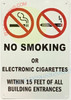 NO Smoking OR Electronic Cigarettes Within 15 FEET Compliance Sign NO Smoking OR Electronic Cigarettes Within 15 FEET Compliance Sign