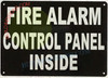 FIRE ALARM CONTROL PANEL INSIDE SAFETY SIGN