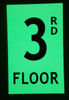 FLOOR NUMBER Sign3RD FLOOR SignPHOTOLUMINESCENT GLOW IN THE DARK HPD SIGN