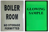 BOILER ROOM NO STORAGE PERMITTED SignPHOTOLUMINESCENT GLOW IN THE DARK HPD SIGN
