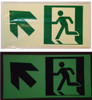 GLOW IN THE DARK HIGH INTENSITY SELF STICKING PVC GLOW IN THE DARK SAFETY GUIDANCE Sign"EXIT" SIGNAGE 4.5X9 WITH RUNNING MAN AND UP LEFT ARROW