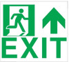 GLOW IN THE DARK HIGH INTENSITY SELF STICKING PVC GLOW IN THE DARK SAFETY GUIDANCE Sign"EXIT" SIGN 9X10 WITH RUNNING MAN AND UP ARROW