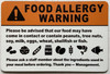 Food Allergy Warning Safety SIGNAGE Food Allergy Warning Safety SIGNAGE