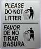 PLEASE DO NOT LITTER ENGLISH SPANISH SIGN
