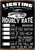 -Mechanic Hourly Rate MetalFunny Garage Wall Decor, Compliance Sign