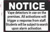 NOTICE vape detector in use FOR STUDENT AND STAFF HPD SIGN NOTICE vape detector in use FOR STUDENT AND STAFF HPD SIGN