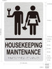 HOUSEKEEPING MAINTENANCE SIGNAGE Raised letters , Raised Image & Grade 2 Braille - Includes Red Adhesive pad for Easy Installation