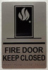 FIRE DOOR KEEP CLOSED SIGNAGE Raised letters, Raised Image & Grade 2 Braille - Includes Red Adhesive pad for Easy Installation