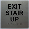 EXIT STAIR UP Raised letters & Grade 2 Braille - Includes Red Adhesive pad for Easy Installation Compliance Sign