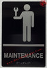 MAINTENANCE HPD SIGN Raised letters & Grade 2 Braille - Includes Red Adhesive pad for Easy Installation