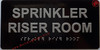 SPRINKLER RISER ROOM sign Raised letters & Grade 2 Braille - Includes Red Adhesive pad for Easy Installation
