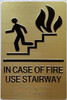 IN CASE OF FIRE USE STAIRWAY with Raised letters/Image & Grade 2 Braille - Includes Red Adhesive pad for Easy Installation Compliance Sign