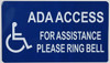ada Access for Assistance Please Ring Bell  Signage