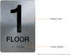 FLOOR NUMBER HPD SIGN Tactile   Graphics Grade 2 Braille Text with raised letters aluminum, Safety HPD SIGN for Office, school Hospital, brush SILVER