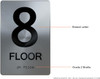 FLOOR NUMBER Tactile Graphics Grade 2 Braille Text with raised letters , Safety for Office, school Hospital, brush SILVER Compliance Sign