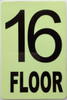 GLOW IN DARK FLOOR NUMBER SIGN- THE GLOWMARK LINE (16TH FLOOR)