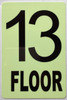 GLOW IN DARK FLOOR NUMBER SIGN- THE GLOWMARK LINE