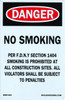 NYC NO Smoking ON JOB SITE SECTION 1404 Sign Hpd Sign NYC NO Smoking ON JOB SITE SECTION 1404 Sign Hpd Sign